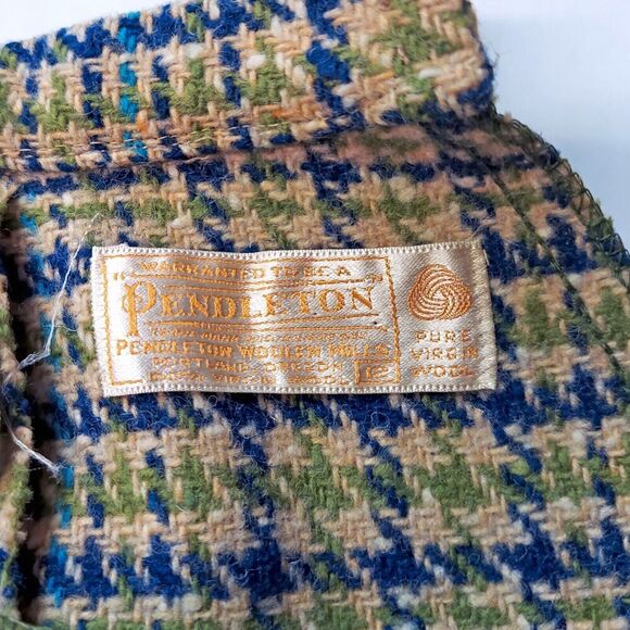 Vintage Pendleton Pencil Skirt Green Blue Plaid Wool Sz Small W26 L24 - Hey Viv - Picture 7 of 8